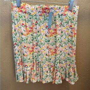 LOFT Vibrant Floral A-Line Skirt